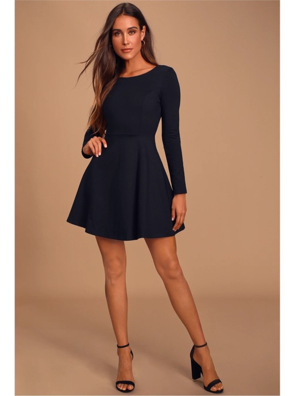 NWT Lulu’s Forever Chic Black Long Sleeve Mini Dress Large Cocktail Chic Party